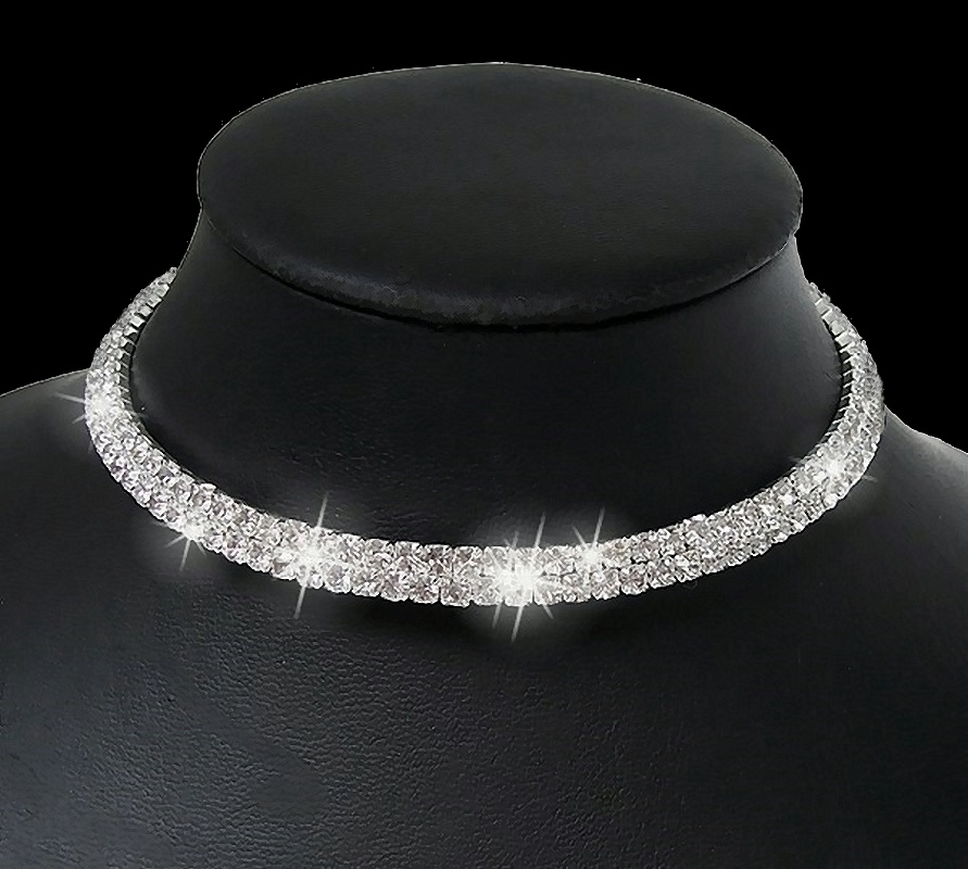 Crystal Diamond Choker Halskette Ohrringe und Armband Hochzeit Schmuck-Set