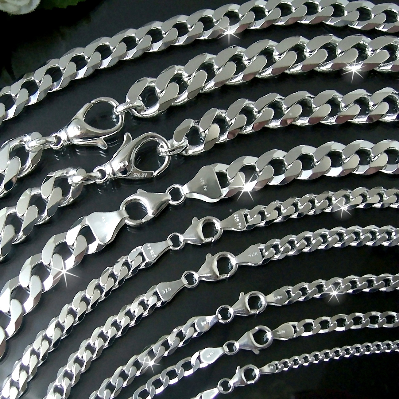 VE3 Niklarson® Panzerkette Sterling Kette massiv diamantiert Silber 925 Armkette